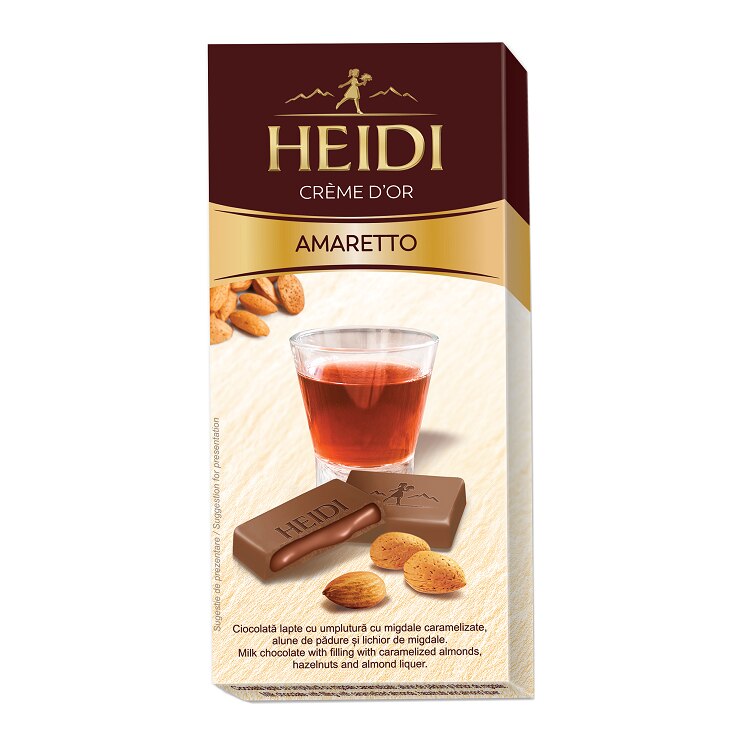 Ciocolata lapte Heidi cu umplutura amaretto 90 gr.