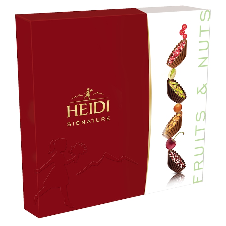 Praline asortate din ciocolata Heidi Signature Fruits & Nuts, 16buc/cutie, 180 gr.