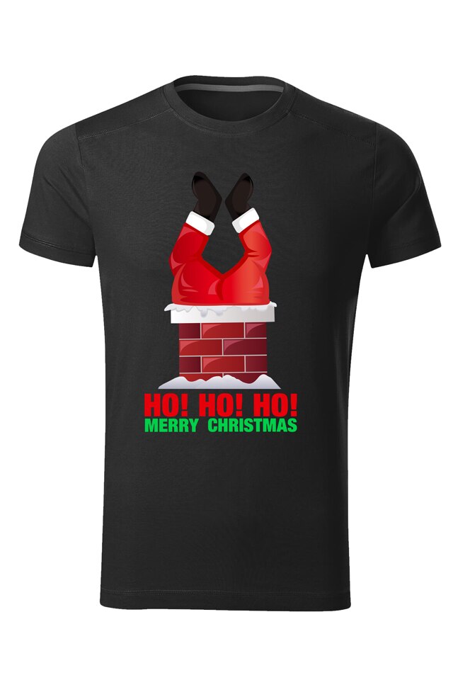 Tricou personalizat craciun ho ho ho, barbat, negru, Negru