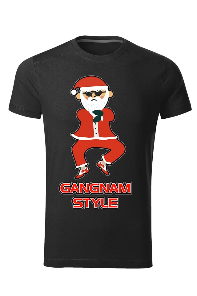 Tricou personalizat craciun gangam style, barbat, negru, Negru