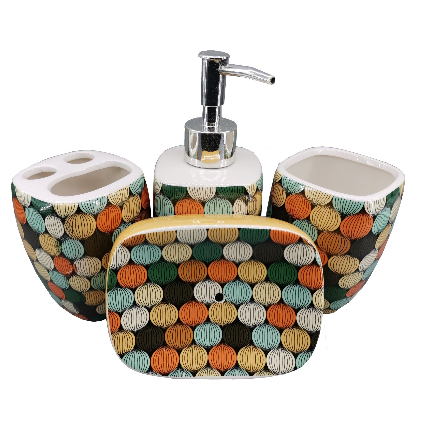 Set baie ceramic, buline colorate, 4 piese, ClauM