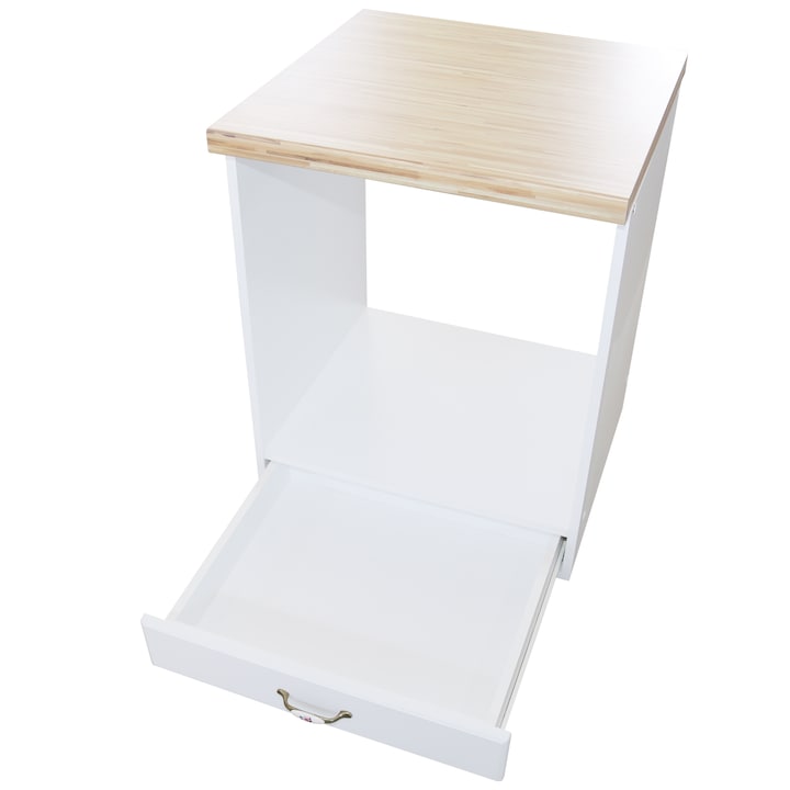 Corp pentru cuptor incorporabil cu sertar Zebra, Alb/MDF Alb lucios, cu blat artar, 60 x 85 x 60 cm