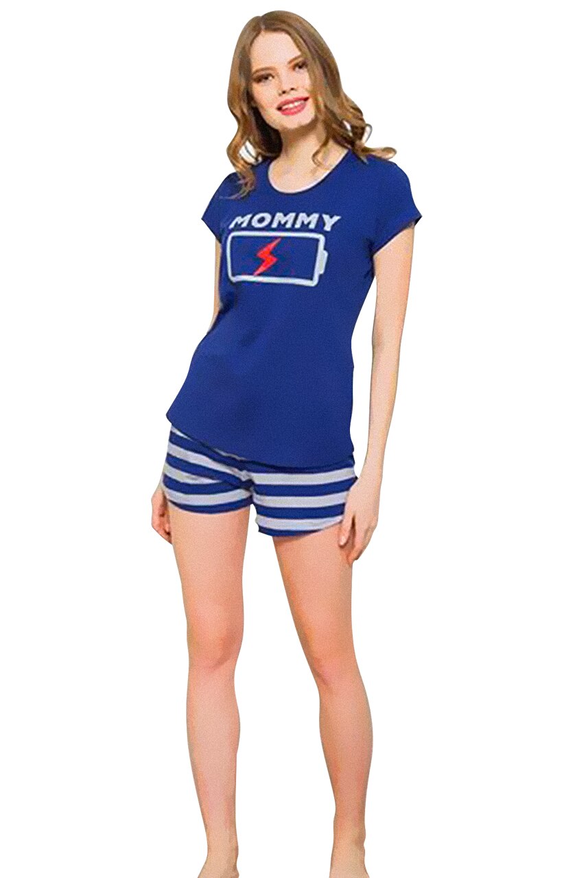 Pijama Dama, Vienetta, Model Mommy Charge, Culoare Albastru