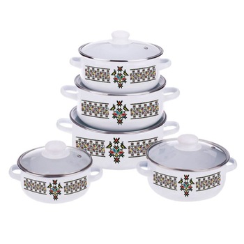 Set 5 Oale Emailate Capac, Diametre 16-24 cm, 3.3 Kg, Culoare Alba, Ustensile pentru Gatit Set 5 Oale Emailate Capac, Diametre 16-24 cm, 3.3 Kg, Culoare Alba, Ustensile pentru Gatit