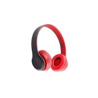 Casti bluetooth cu microfon si radio, pliabile, TF Card/FM Stereo Radio/MP3 Player/Wireless P47 rosu KATHODE