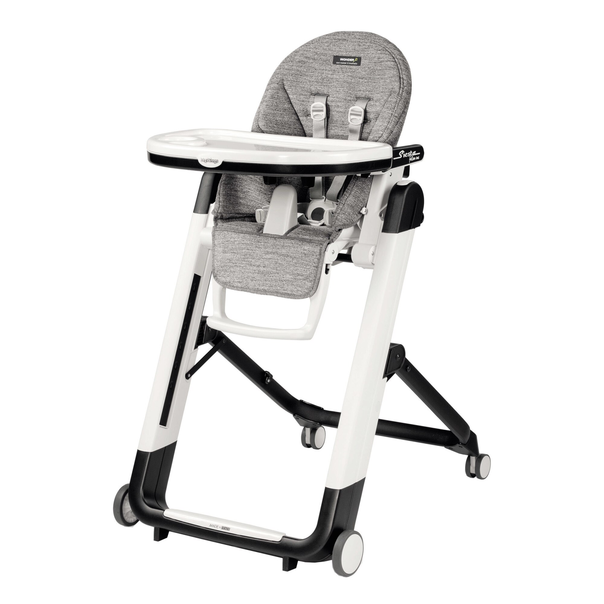 Scaun de masa 2 in 1 Peg Perego, Siesta Follow Me, Wonder Grey, de la nastere