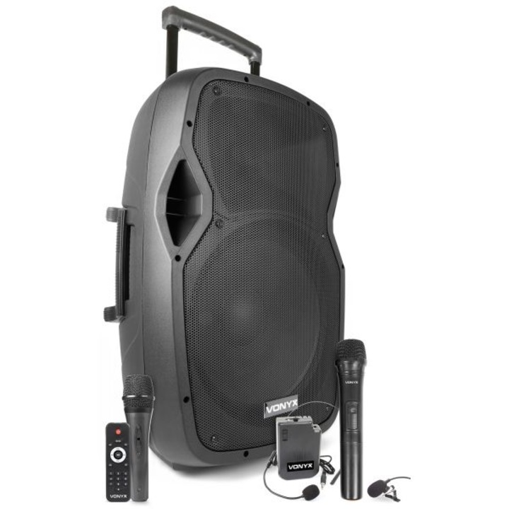 Професионален преносим високоговорител Vonyx AP1500PA с Bluetooth, микрофони 250 W RMS