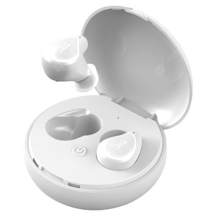SIKS A4-TWS vezeték nélküli fülhallgató, beépített kettős mikrofon, töltődokkolóval és kompakt kialakítással, fehér