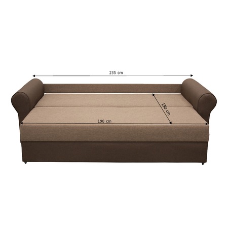 Canapea Kring Sara, 235x90x80 cm, suprafata dormit 190x130 cm, culoare maro