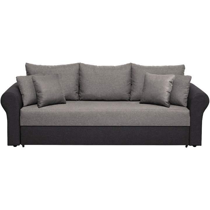 Диван Kring Sara, 235x90x80 см, Разтегателен 190x130 см, Черен/Сив