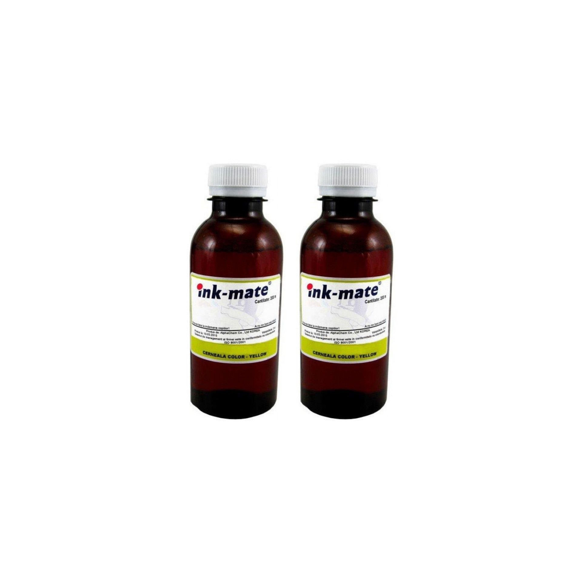 Pachet flacon refill cerneala galben x2 Ink-Mate 200ml compatibil HP C1823D (23)