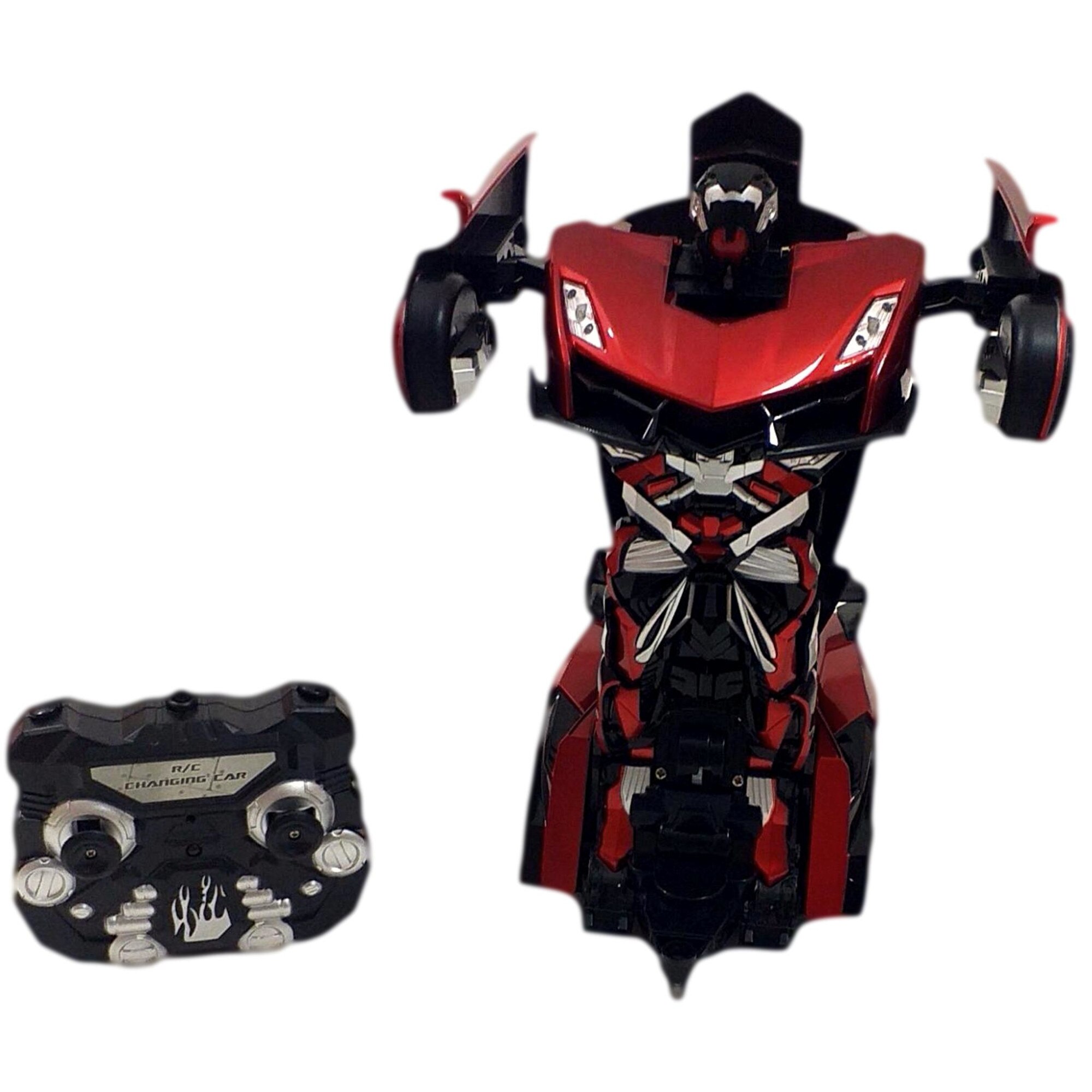 Masina Transformer Robot interactiv , cu RC, cu Lumini, Sunet, Viteza Scara 2.4GHZ RC,Rosu