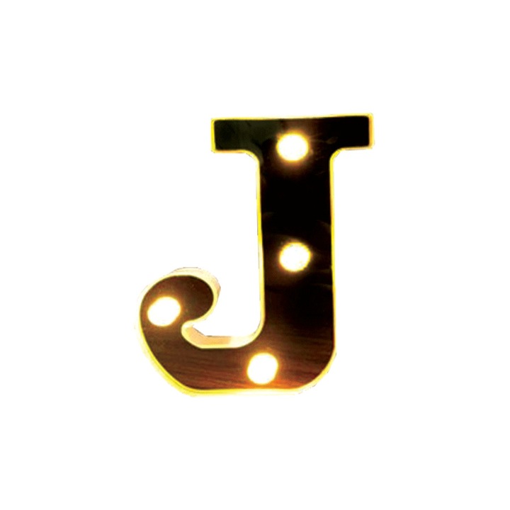Litera volumetrica luminoasa, LED, din plastic, cu baterii, J