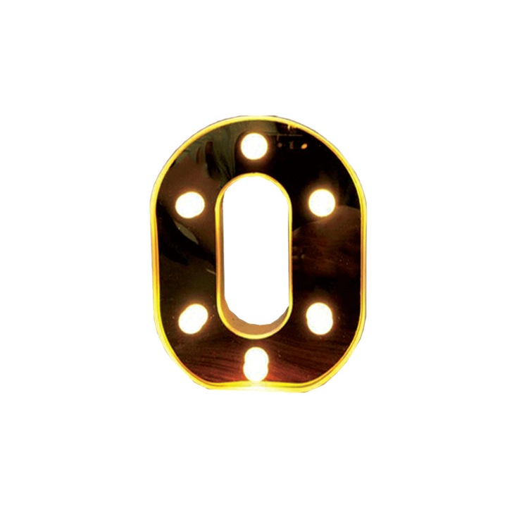 Litera volumetrica luminoasa, LED, din plastic, cu baterii, O