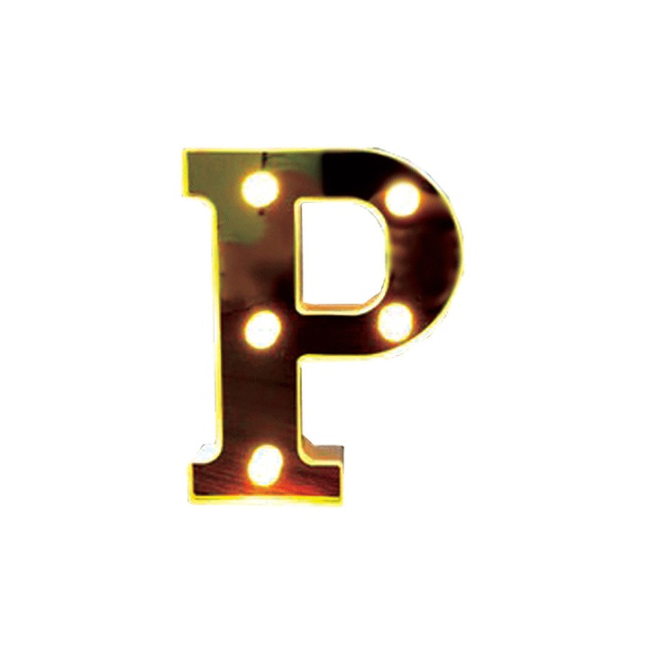 Litera volumetrica luminoasa, LED, din plastic, cu baterii, P
