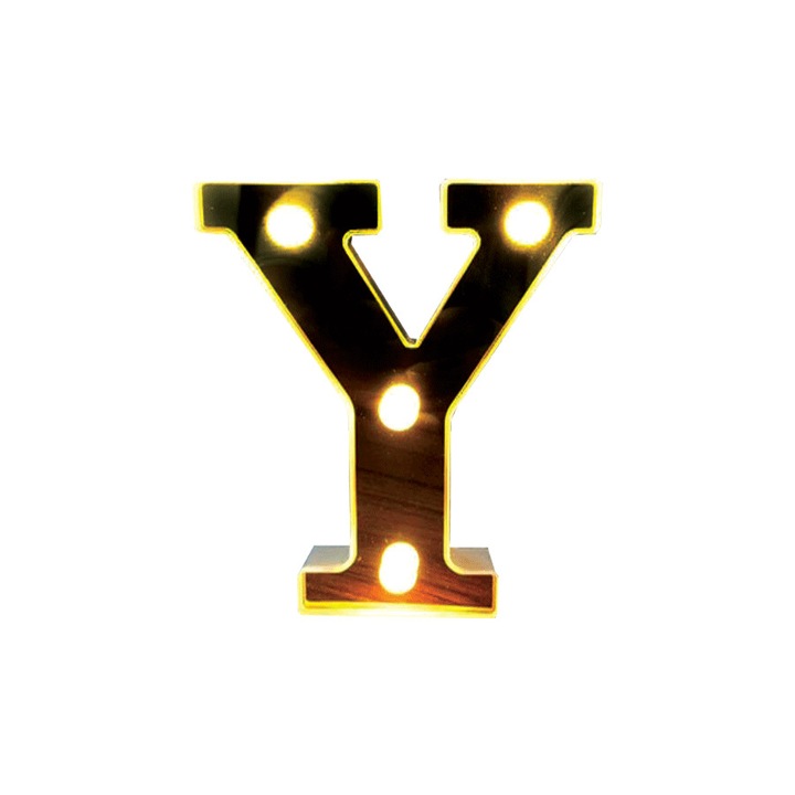 Litera volumetrica luminoasa, LED, din plastic, cu baterii, Y