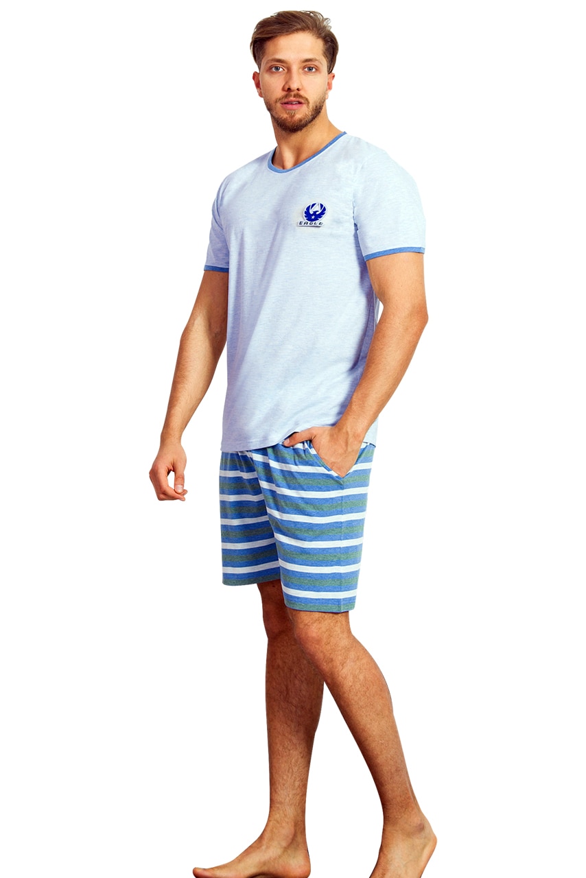 Pijama Barbati, Gazzaz by Vienetta, Model 'Eagle', Culoare Albastru