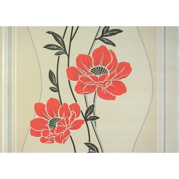 Tapet floral hartie simplex semilavabil 3273 Crem cu Rosu 0.53m x 10m Tapet floral hartie simplex semilavabil 3273 Crem cu Rosu 0.53m x 10m