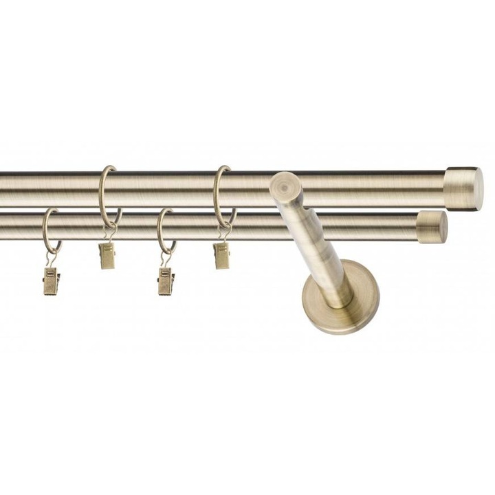 Galerie metalica Luna dubla moderna 25mm x 4.0m, antique brass (auriu antic)