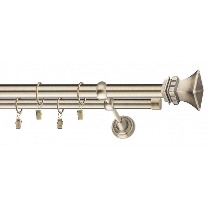 Galerie metalica Verona dubla 25mm x 3.2m, antique brass (auriu antic)