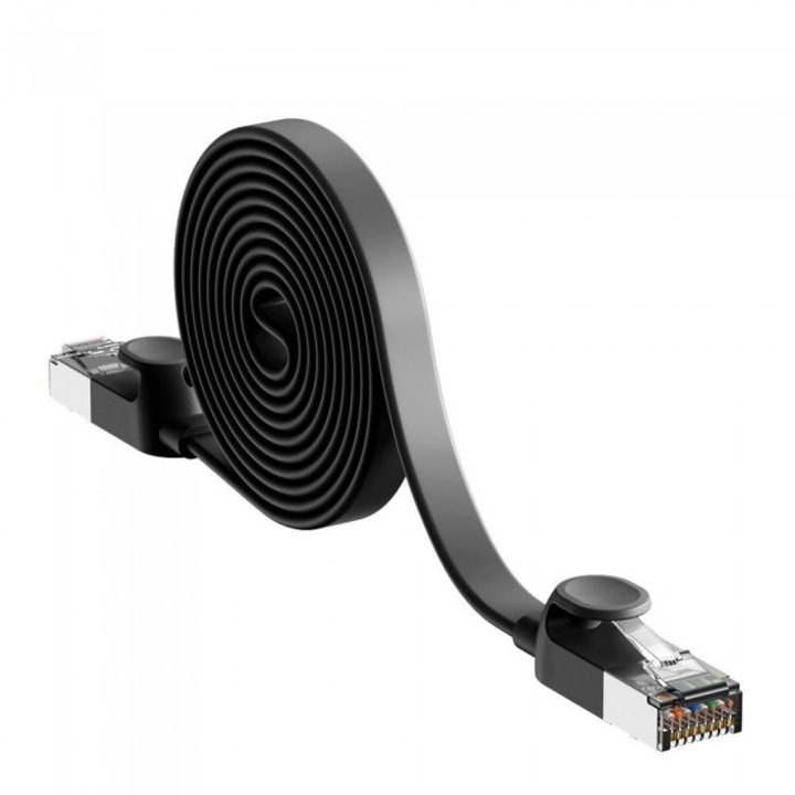 Baseus hálózati kábel, lapos Ethernet kábel, RJ45 Cat 6 1000Mbps, 5 m, fekete