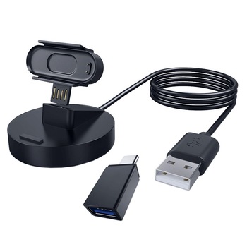 Kit incarcare 3 in 1 cu dock USB si stand alimentare si adaptor OTG USB 3.0 la USB Type C pentru bratara fitness Xiaomi Mi Band 4, negru Kit incarcare 3 in 1 cu dock USB si stand alimentare si adaptor OTG USB 3.0 la USB Type C pentru bratara fitness Xiaomi Mi Band 4, negru