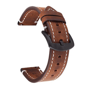 Curea universala 22mm, din piele genuina cusuta, pentru Samsung Watch46, Gear S3, Moro 360 2nd 46, Fossil , aspect retro, maro Curea universala 22mm, din piele genuina cusuta, pentru Samsung Watch46, Gear S3, Moro 360 2nd 46, Fossil , aspect retro, maro