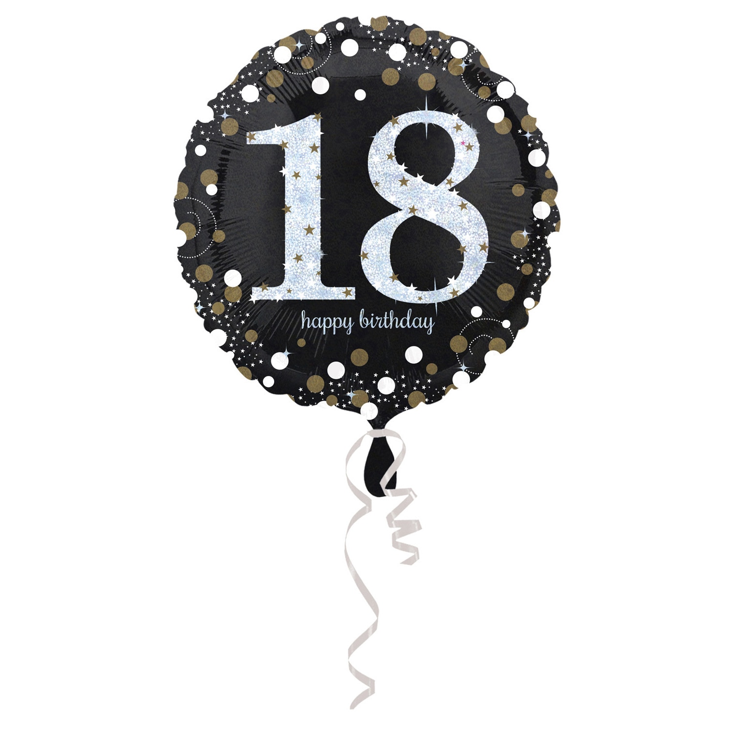 Balon Folie 18 Happy B-day Gold Sparkling, 43cm, AMS 33239 01