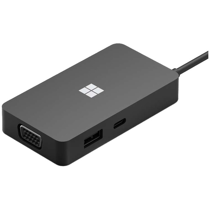 Докинг станция Microsoft Travel Hub, Multiport, USB-C 3.2, Gigabit, HDMI, VGA, Черен