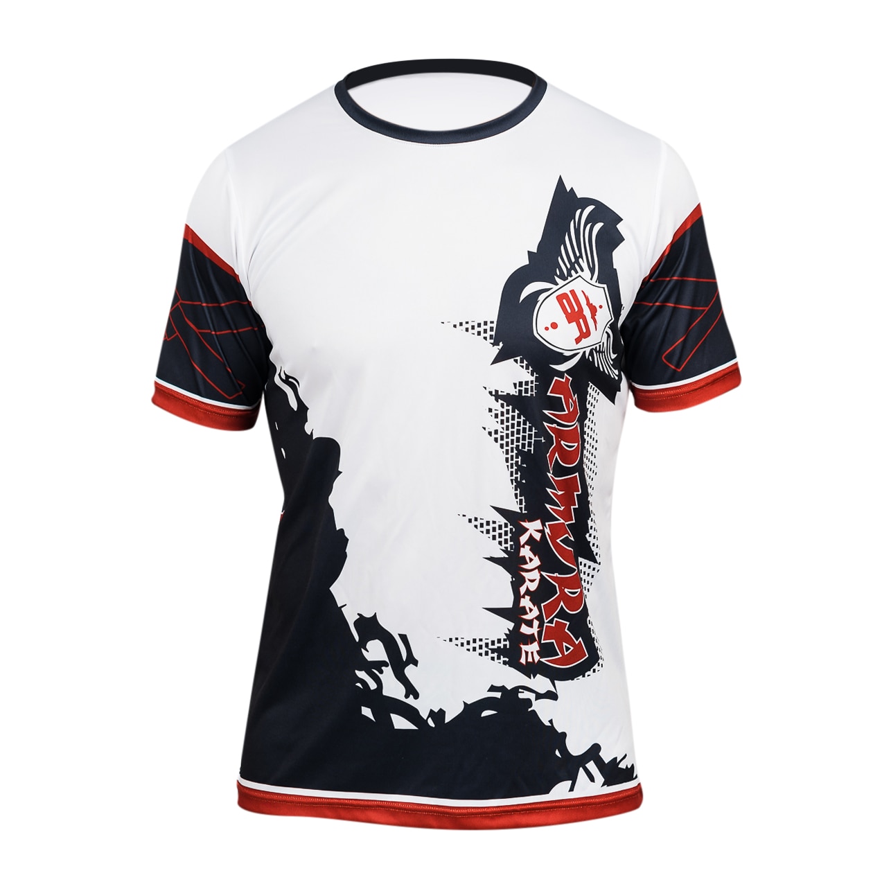 Tricou ARMURA Karate, Alb/Rosu