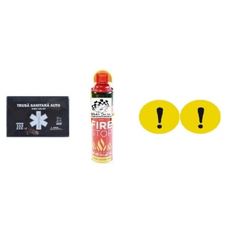 Kit siguranta rutiera Motor Starter™ 5 ani valabilitate, Trusa medicala auto prim ajutor + Stingator auto tip spray 1000 ml, semn incepator exterior Kit siguranta rutiera Motor Starter™ 5 ani valabilitate, Trusa medicala auto prim ajutor + Stingator auto tip spray 1000 ml, semn incepator exterior