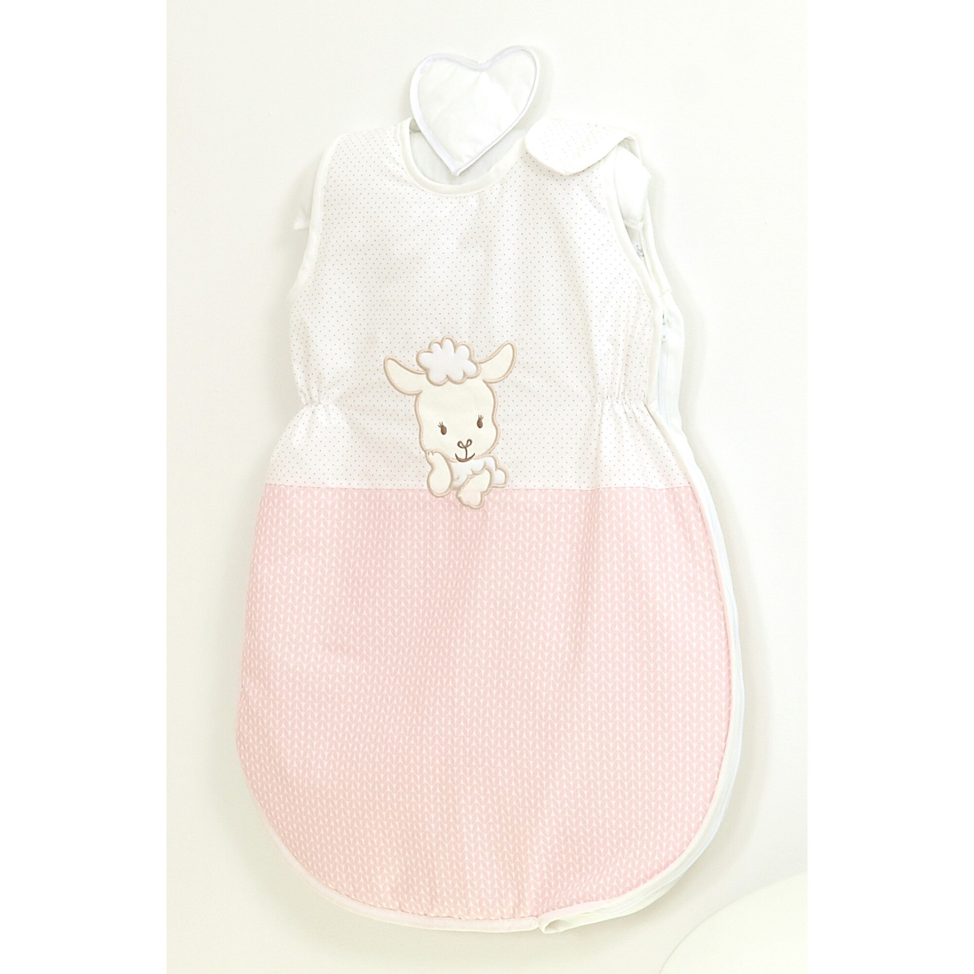 Sac de dormit din bumbac cu broderie pentru bebelusi Oita, Roz 80 cm