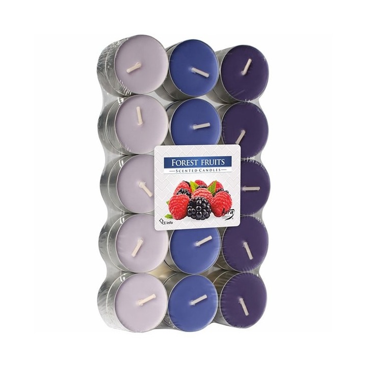 Set lumanari ornamentale parfumate Bispol Fructe de padure P15-30-13, 30 bucati