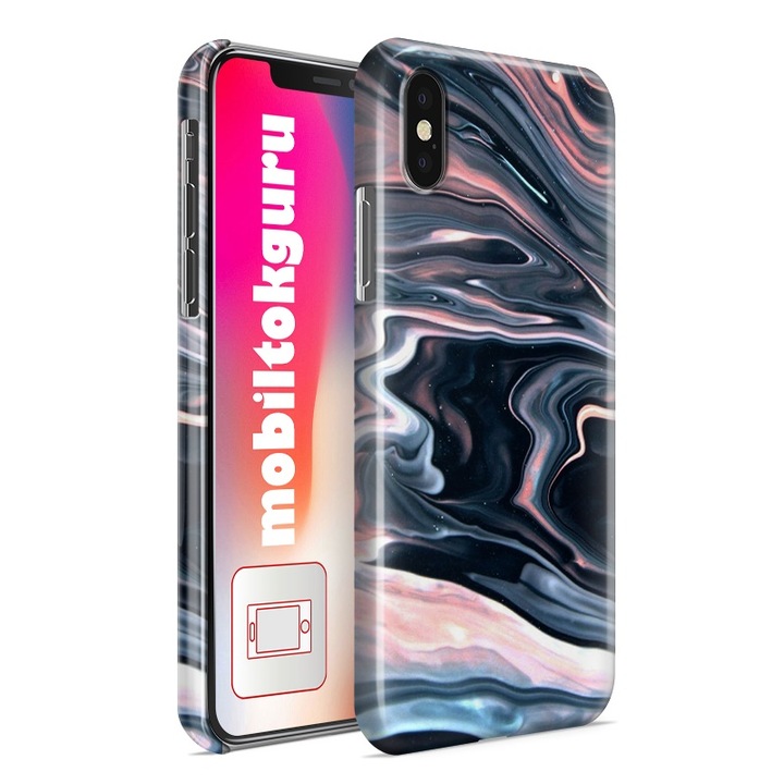 Sötétkék rózsaszín márvány mintás iPhone 5s telefontok tok hátlap 1