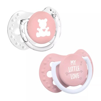 Set 2 suzete dinamice din silicon Lovi My little love 22/847, Roz 0-2 luni Set 2 suzete dinamice din silicon Lovi My little love 22/847, Roz 0-2 luni