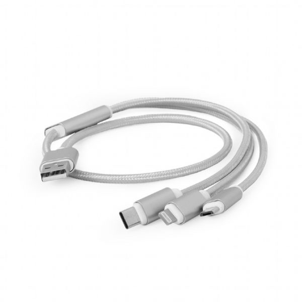 Cablu alimentare GEMBIRD - 1 metru, 3 in 1 , USB 2.0 (T) la Lightning (T) + Micro-USB 2.0 (T) + USB 2.0 Type-C (T)