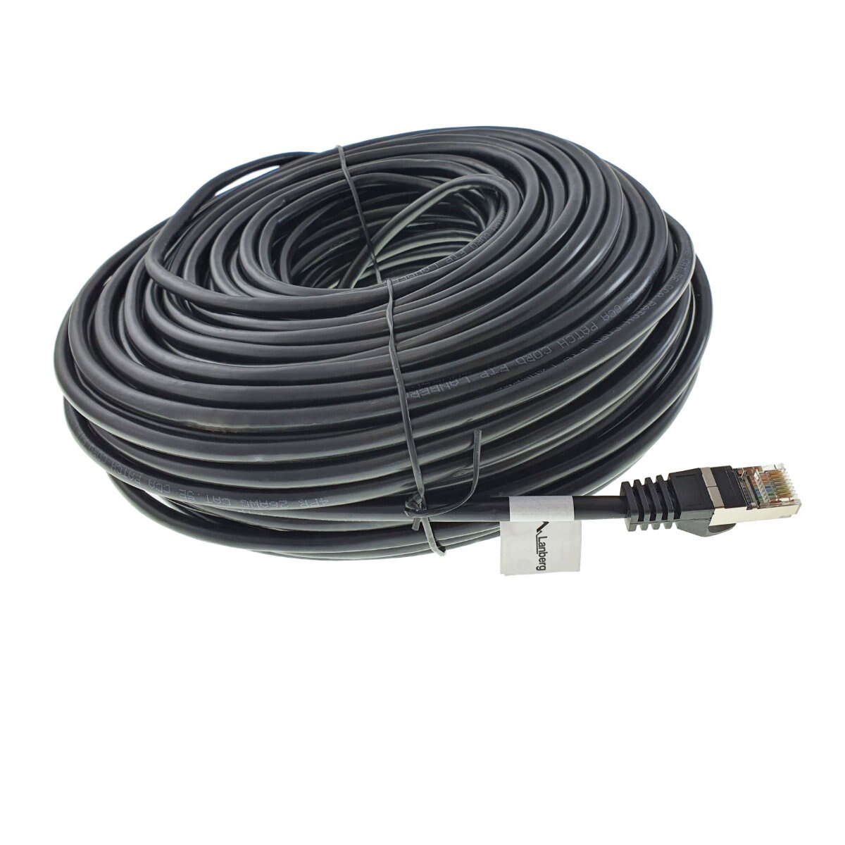 Cablu ecranat FTP, Lanberg 42817, cat.5e, mufat 2xRJ45, lungime 50m, AWG 26, 100 MHz, de legatura retea, ethernet, negru