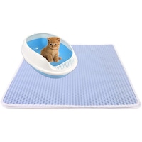Covor pentru colectarea granulelor de nisip pentru pisici, AEXYA, Bleu, marimea S