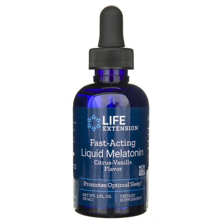 Life Extension Liquid Melatonin, Folyékony melatonin cseppek a gyors elalvásért, 59 ml