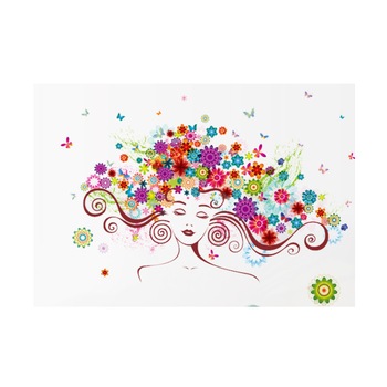 Sticker perete zana florala, Multicolor, 85x56 cm Sticker perete zana florala, Multicolor, 85x56 cm