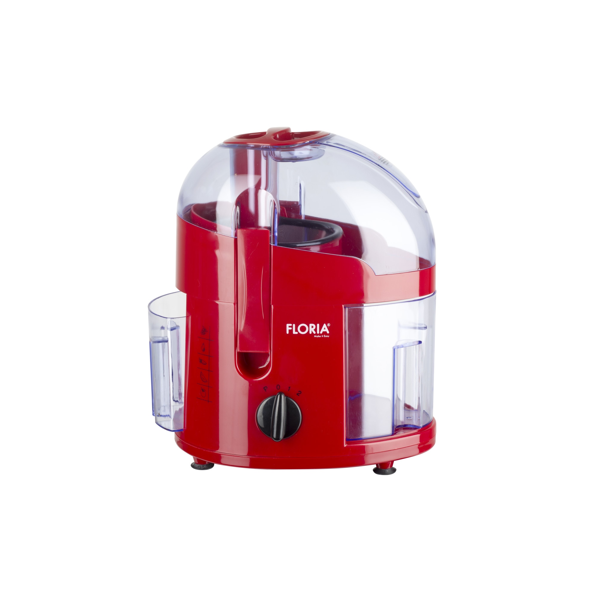 Storcator de fructe Floria ZLN-7924, Putere 250W, 2 Viteze, Recipient pentru suc 0.900 l, Rosu