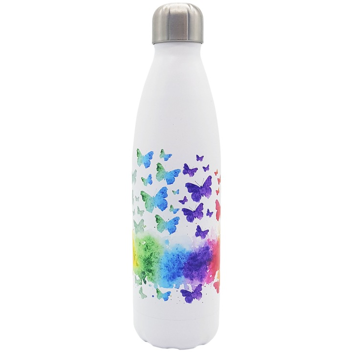 Thermos Dora, pillangómintás, rozsdamentes acél, 500 ml
