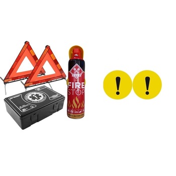 KIT auto obligatoriu Premium Motor Starter - Trusa Medicala, 2xTriunghiuri, Stingator Tip Spray, semn incepator exterior reflectorizant KIT auto obligatoriu Premium Motor Starter - Trusa Medicala, 2xTriunghiuri, Stingator Tip Spray, semn incepator exterior reflectorizant
