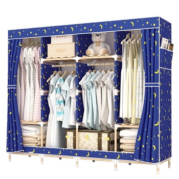 Dulap haine cu cadru de lemn si husa detasabila textila, 175x200x45 cm, albastru Dulap haine cu cadru de lemn si husa detasabila textila, 175x200x45 cm, albastru