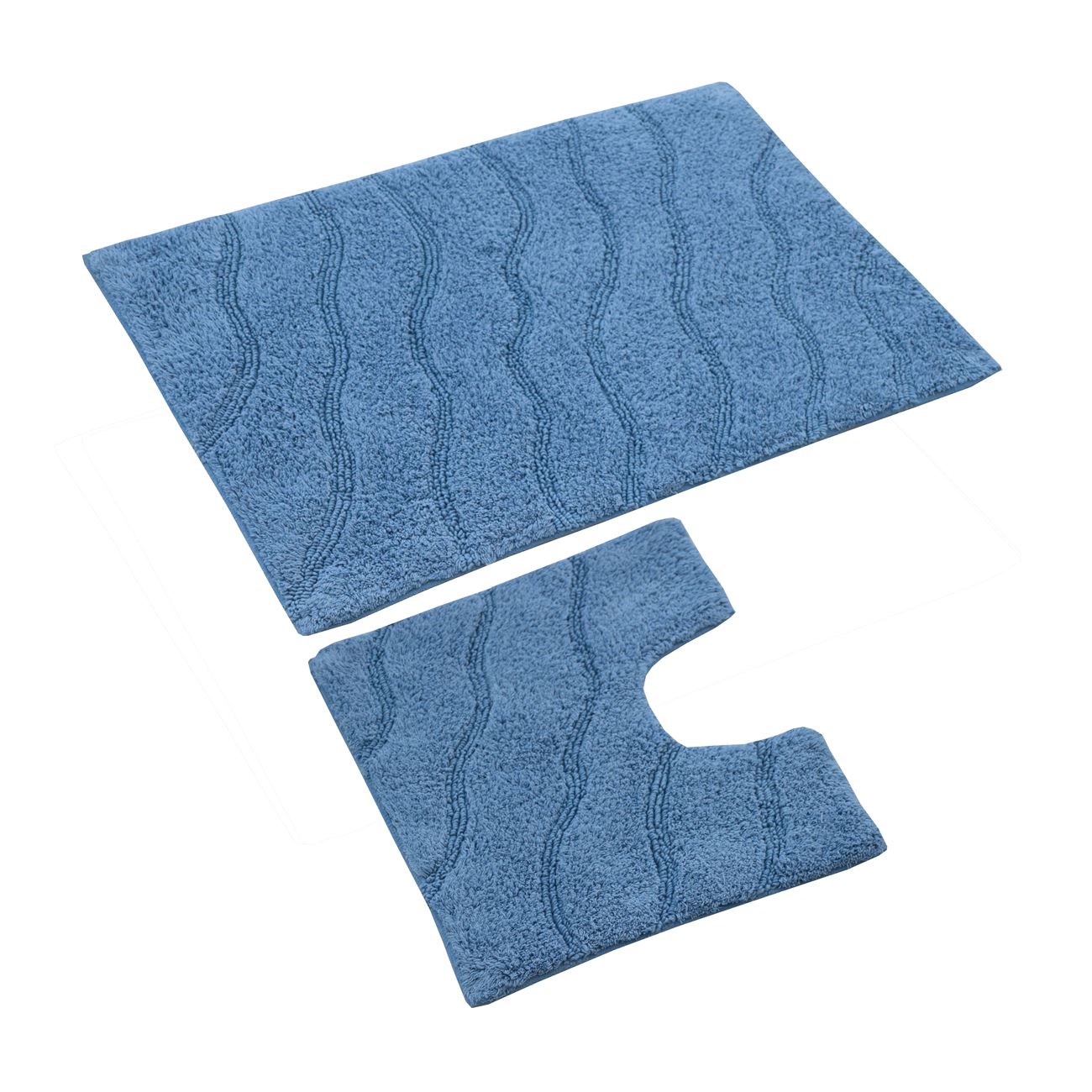 Set covorase Sta pentru baie,albastru din bumbac,pufoase si rezistente