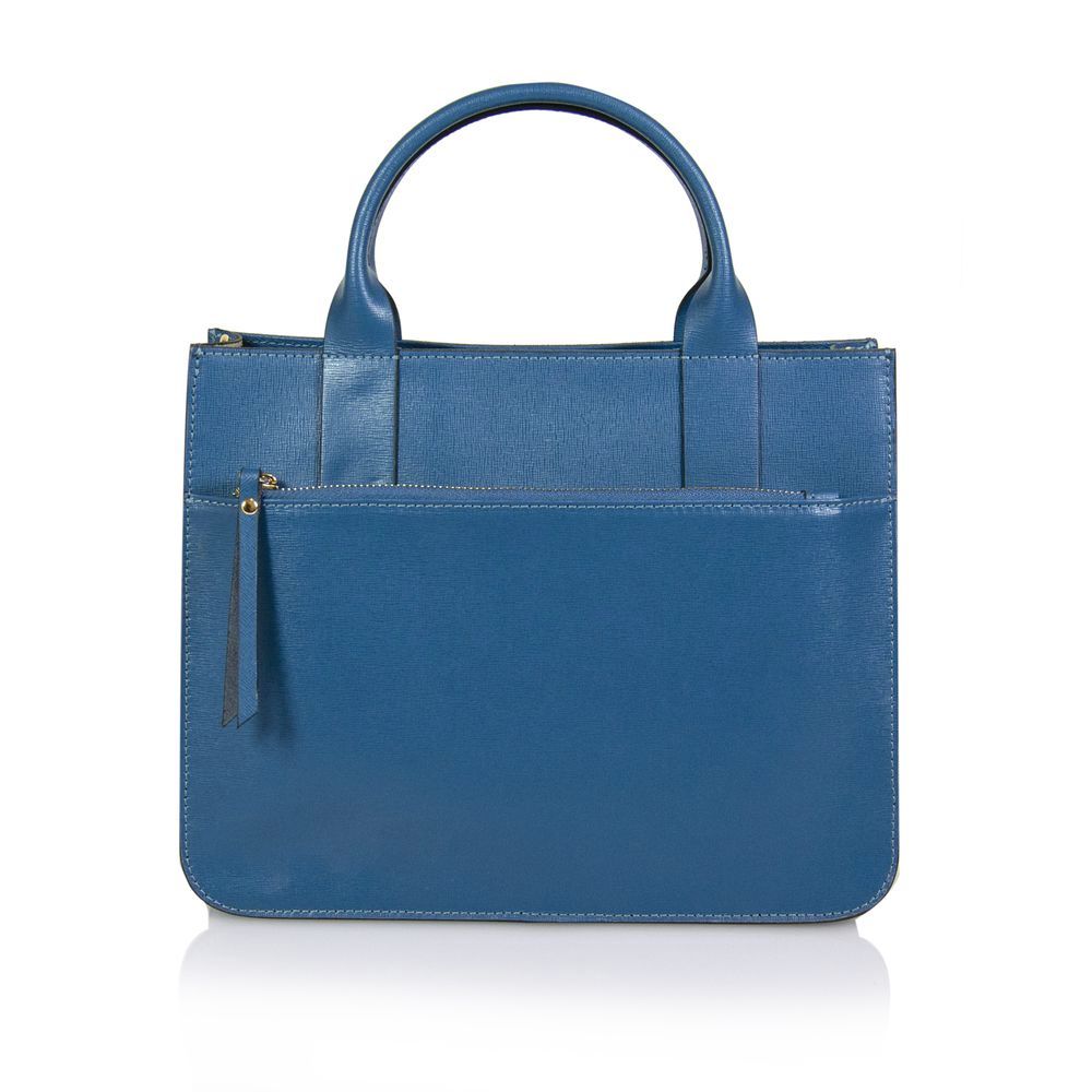 Geanta de mana, Emilio Masi, din piele naturala, 66C028D,albastru petrol