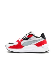 Puma, Pantofi sport cu insertii de piele intoarsa RS 9.8, Alb/Rosu/Negru, 5 Puma, Pantofi sport cu insertii de piele intoarsa RS 9.8, Alb/Rosu/Negru, 5
