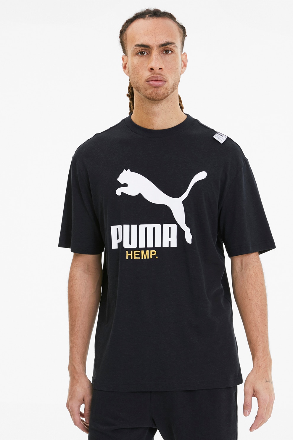 Puma, Тениска Hemp с лого, Черен/Бял, 2XL - eMAG.bg