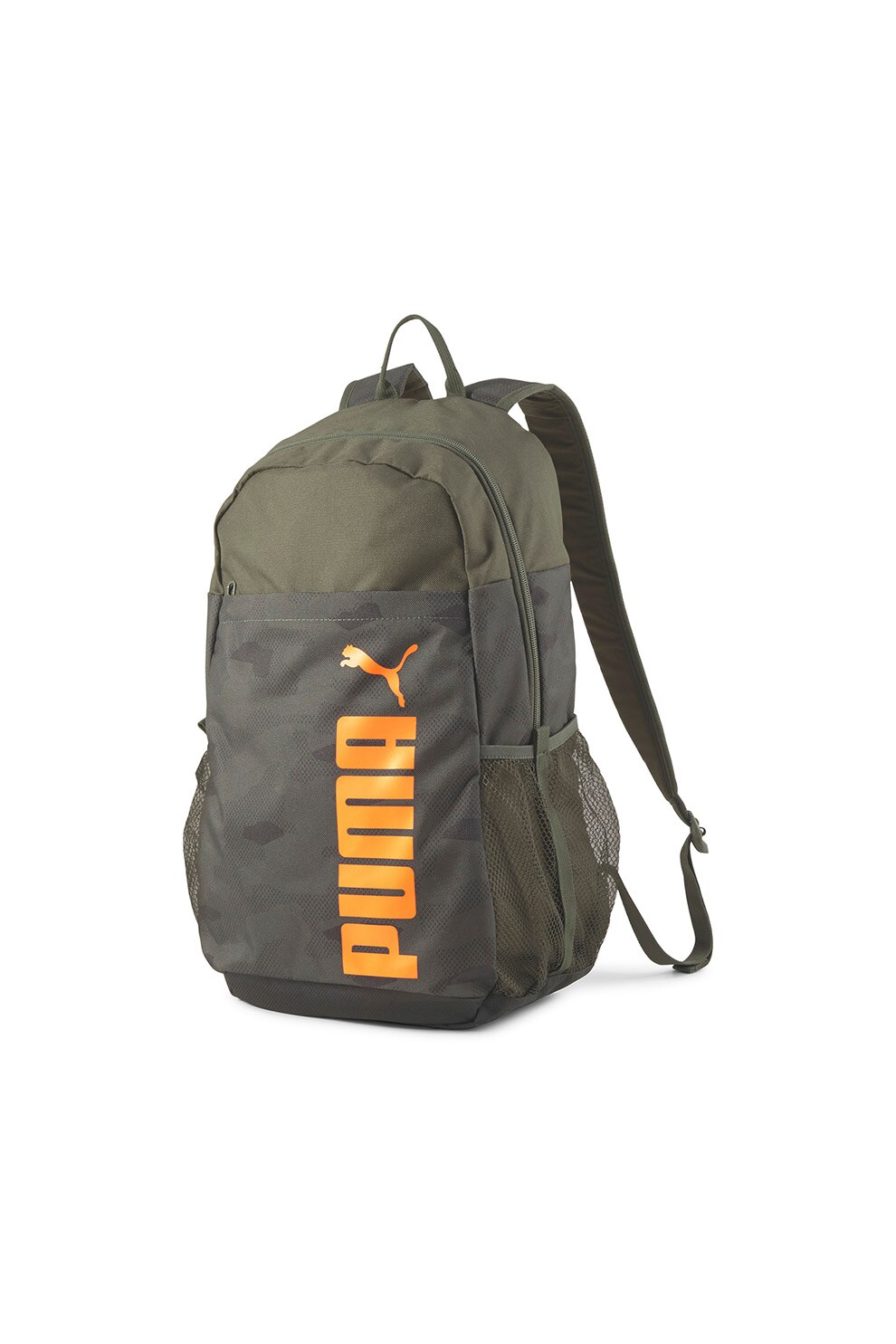Puma, Rucsac unisex cu compartiment pentru laptop Style, Verde forest/gri inchis/oranj