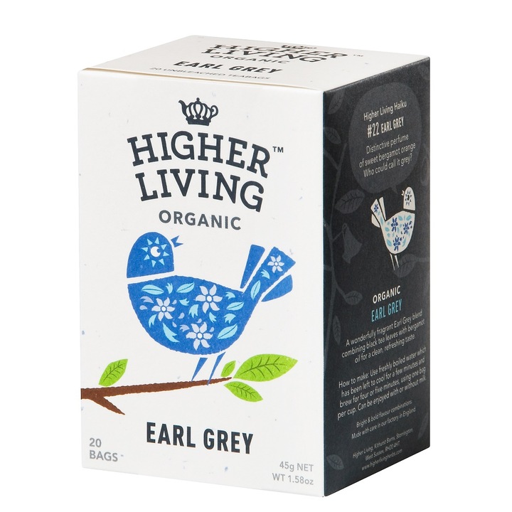 Higher Living Early Grey fekete tea, 20 tasak